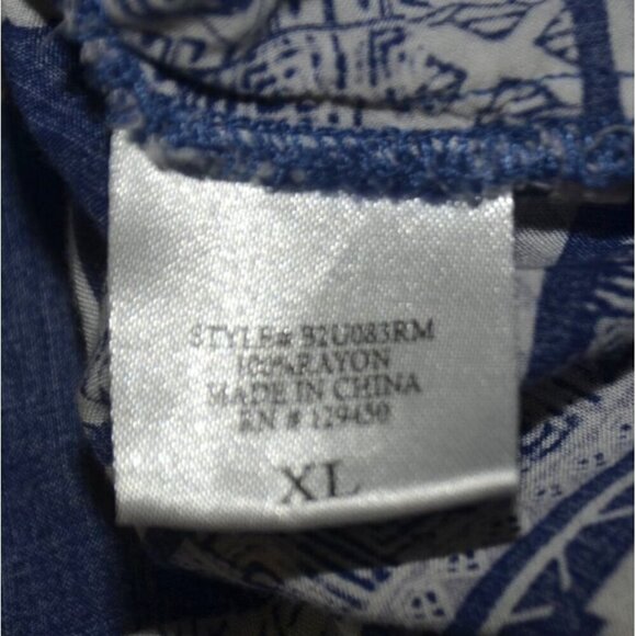 Fred David Blue Floral Print Blouse Ladies XL Lightweight Rayon Top Casual Top - Picture 9 of 10